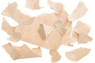 teared craft paper isolated on the white background.