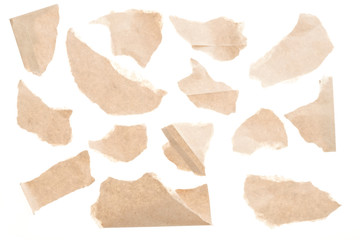 teared craft paper isolated on the white background.
