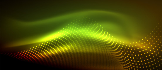 Glowing abstract wave on dark, shiny motion