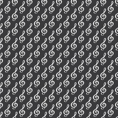 Music note seamless pattern vector illustration. Hand drawn sketched doodle music notes symbols