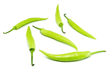 Green peppers isolated on white background. with clipping path