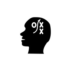 Thoughts and options. Head with arrow icon. Strategy managment Icon. Premium quality graphic design. Signs, symbols collection, simple icon for websites, web design, mobile app