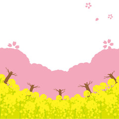 桜と菜の花　背景イラスト