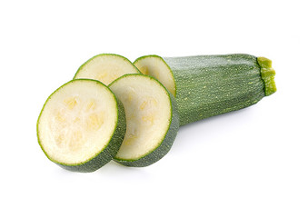 Zucchini on white background