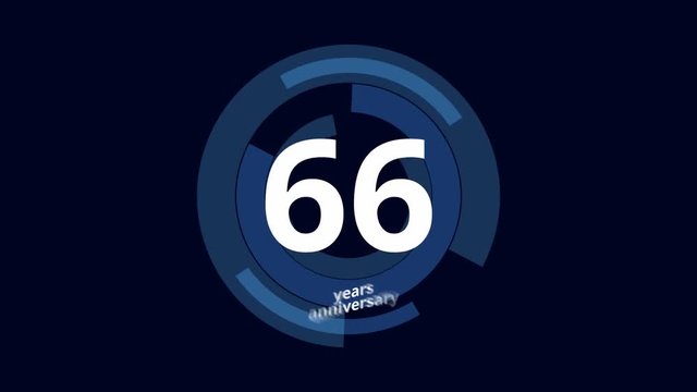 66 Year anniversary Digital Tech Circle Blue Background 