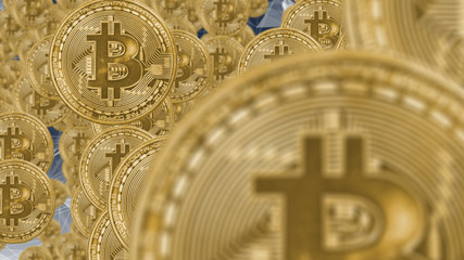 Fototapeta na wymiar Bitcoin is a cryptocurrency and worldwide blockchain decentralized digital currency 