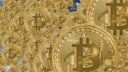 Obraz na płótnie Canvas Bitcoin exchange secure global financial network crypto currency blockchain encryption