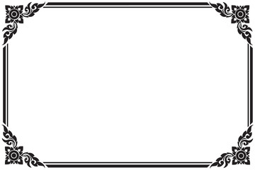 Frame and borders black and white. Thai pattern , Vector illustration