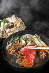 和牛ですきやき　Tasty sukiyaki Japanese cuisine 