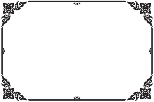 Frame and borders black and white. Thai pattern , Vector illustration