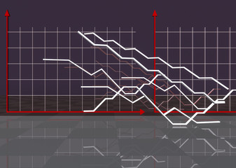 The economic background. Illustration for Economics and business. Graphs, curves, indicators