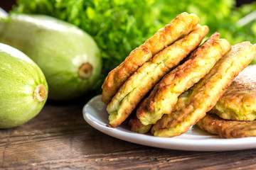 Zucchini pancakes on plate