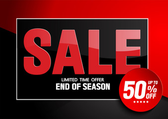 Sale, End of Season, special offer, poster design template, vector illustration