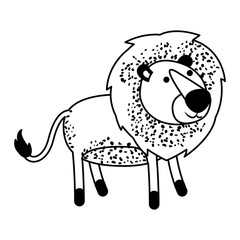 lion cartoon in black sections silhouette vector illustration