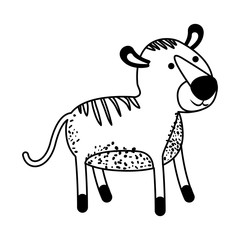 tiger cartoon in black sections silhouette vector illustration