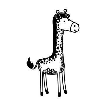 giraffe cartoon in black sections silhouette vector illustration