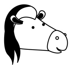 horse cartoon head in black sections silhouette vector illustration