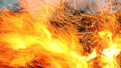Fire flames with sparks.