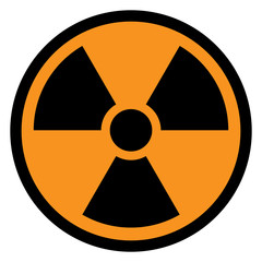 RADIATION sign in circle with yellow background. Vector icon.