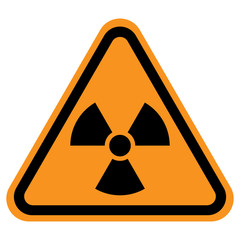 Fototapeta premium NUCLEAR POLLUTION sign in triangle with yellow background. Vector icon.