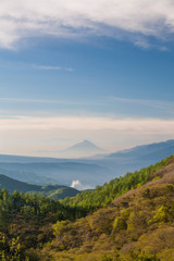 Fototapeta premium Mountain Fuji with morning mist in spring season