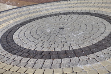 Brick floor pattern with snow in winter