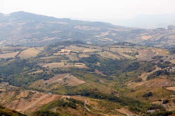 San Marino, San Marino - 10 August 2017: Panoramic view of the local surroundings.