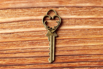 old key on wooden table