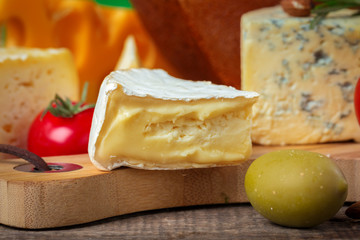 cheese on wooden table