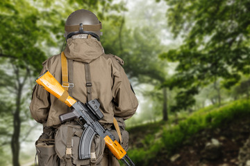 Spec ops soldier, shot from behind