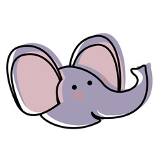 elephant cartoon head in watercolor silhouette vector illustration