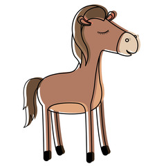 mare cartoon with closed eyes expression colorful in watercolor silhouette vector illustration