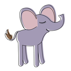 female elephant cartoon with closed eyes expression in watercolor silhouette vector illustration