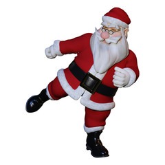 3D Rendering Santa Exercising on White