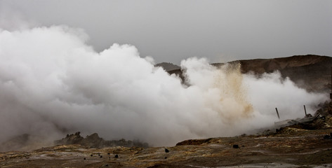 Geothermal hot springs at Gunnuhver, Iceland.