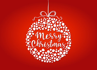 Fototapeta premium Vector illustration of christmas bauble with 'Merry Christmas'' lettering. 