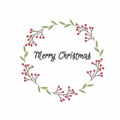 Christmas card. Cute wreath and a handwritten "Merry Christmas".