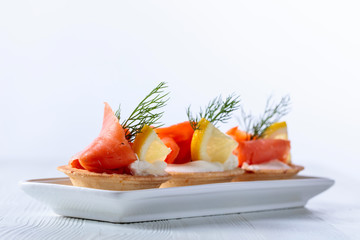 Tartlets with salmon.