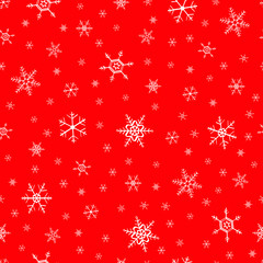 Seamless snowflake red white pattern vector illustration