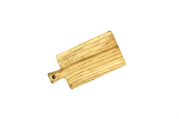Wooden chopping board isolated on white background.