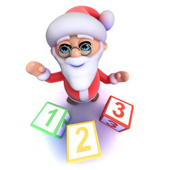 3d Funny cartoon Santa Claus using counting blocks