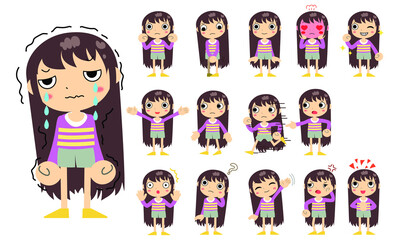 Child with long hair in purple shirt