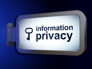 Privacy concept: Information Privacy and Key on advertising billboard background, 3D rendering