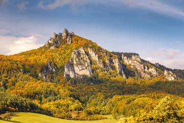 Mountains in the Sulov rocks Nature Reserves in the autumn, Slovakia, Europe.