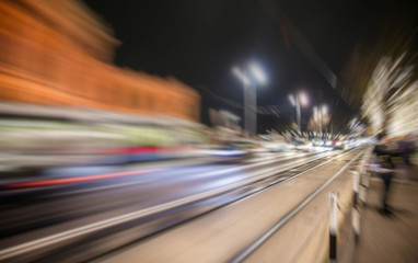 Fototapeta na wymiar colorful speed traffic in the evening city 