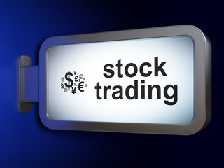 Finance concept: Stock Trading and Finance Symbol on advertising billboard background, 3D rendering