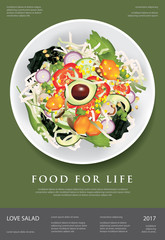 Vegetable Salad Food Poster Design Vector Illustration