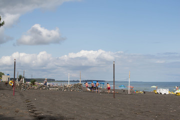 Obraz premium View of the beach. Beach life, holidaymaker at the beach of the image desired blur