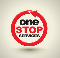 One stop services with red arrow circle. Vector illustration.