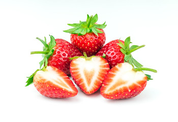 Fresh strawberry fruit isolated on white background